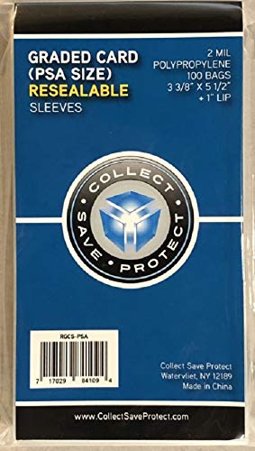 Collect Save Protect PSA Graded Card Sleeves Resealable 2 Mil 100 Pack
