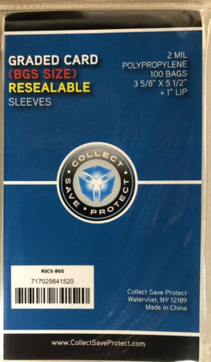 CSP Resealable Graded Card Sleeves, Pack of 100, Perfect Fit BGS