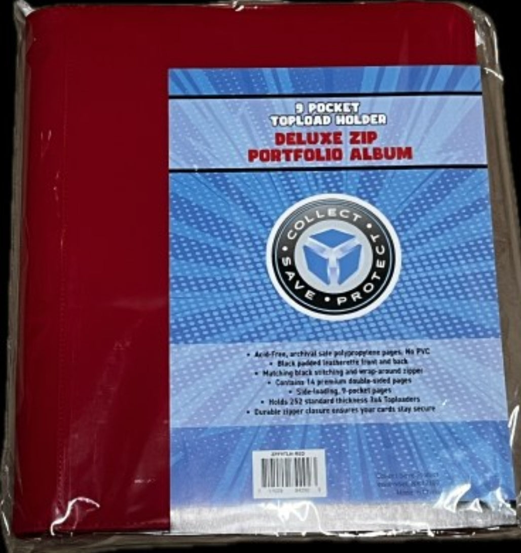 CSP 9 - POCKET TOPLOAD HOLDER DELUXE ZIP PORTFOLIO ALBUM - RED