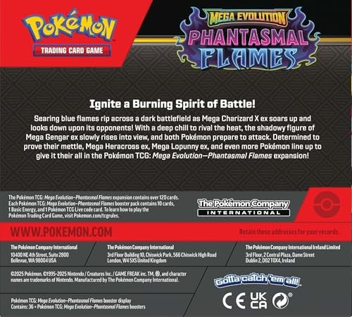 Pokémon Mega Evolution Phantasmal Flames Booster Box, Pack of 36