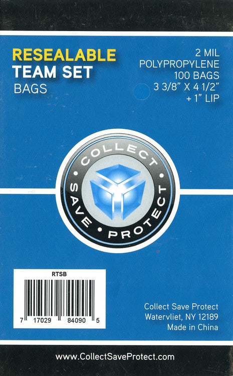 Collect Save Protect Resealable Team Set Bags 100 Count