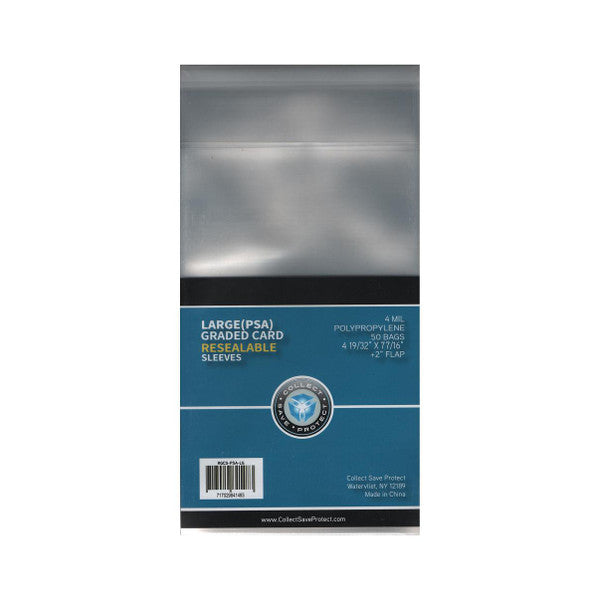 CSP 4-19/32" X 7-7/16" Resealable Graded Card Sleeves Large PSA Size Pack of 100