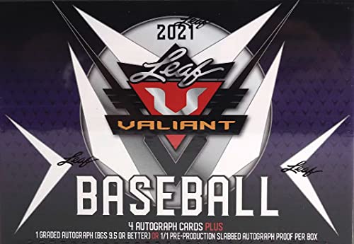 Leaf MLB 2021 Valiant Baseball Trading Card Box, 5 Autographs