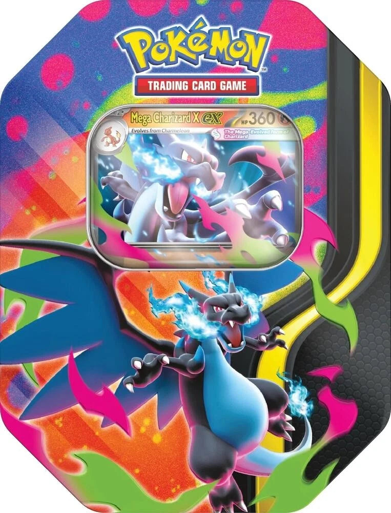 Pokemon TCG: Mega Charizard X Tin - 4 Packs, Promo Card (Assorted Tin)