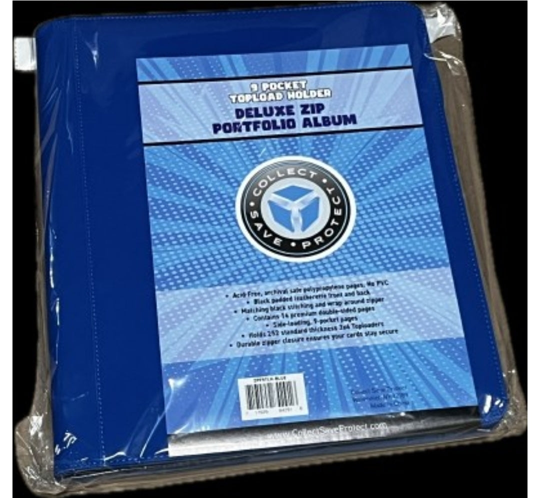 CSP 9 - POCKET TOPLOAD HOLDER DELUXE ZIP PORTFOLIO ALBUM - BLUE